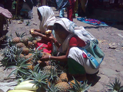 Selling pineapples